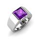 3 - Jordan 2.30 ct Princess Shape Solitaire Amethyst (8.00 mm) Men's Wedding Band 