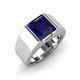 3 - Jordan 3.33 ct Princess Shape Solitaire Lab Grown Blue Sapphire (8.00 mm) Men's Wedding Band 