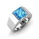 3 - Jordan 2.75 ct Princess Shape Solitaire Blue Topaz (8.00 mm) Men's Wedding Band 