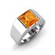 3 - Jordan 2.30 ct Princess Shape Solitaire Citrine (8.00 mm) Men's Wedding Band 