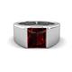 1 - Jordan 3.15 ct Princess Shape Solitaire Red Garnet (8.00 mm) Men's Wedding Band 