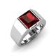 3 - Jordan 3.15 ct Princess Shape Solitaire Red Garnet (8.00 mm) Men's Wedding Band 
