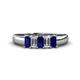 1 - Melina 1.50 ctw Emerald Shape Blue Sapphire and Lab Grown Diamonds (5x3 mm) Five Stone Wedding Band 
