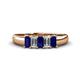 1 - Melina 1.50 ctw Emerald Shape Blue Sapphire and Lab Grown Diamonds (5x3 mm) Five Stone Wedding Band 