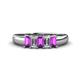 1 - Melina 1.41 ctw Emerald Shape Amethyst and Lab Grown Diamonds (5x3 mm) Five Stone Wedding Band 
