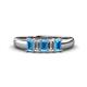 1 - Melina 1.71 ctw Emerald Shape Blue Topaz and Lab Grown Diamonds (5x3 mm) Five Stone Wedding Band 