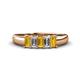 1 - Melina 1.44 ctw Emerald Shape Citrine and Lab Grown Diamonds (5x3 mm) Five Stone Wedding Band 