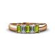 1 - Melina 1.65 ctw Emerald Shape Peridot and Lab Grown Diamonds (5x3 mm) Five Stone Wedding Band 