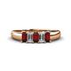 1 - Melina 1.80 ctw Emerald Shape Red Garnet and Lab Grown Diamonds (5x3 mm) Five Stone Wedding Band 