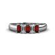 1 - Melina 1.80 ctw Emerald Shape Red Garnet and Lab Grown Diamonds (5x3 mm) Five Stone Wedding Band 