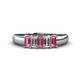 1 - Melina 1.65 ctw Emerald Shape Pink Tourmaline and Lab Grown Diamonds (5x3 mm) Five Stone Wedding Band 
