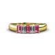 1 - Melina 1.65 ctw Emerald Shape Pink Tourmaline and Lab Grown Diamonds (5x3 mm) Five Stone Wedding Band 