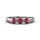 1 - Melina 1.50 ctw Emerald Shape Ruby and Lab Grown Diamonds (5x3 mm) Five Stone Wedding Band 