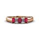 1 - Melina 1.50 ctw Emerald Shape Ruby and Lab Grown Diamonds (5x3 mm) Five Stone Wedding Band 