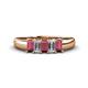 1 - Melina 1.80 ctw Emerald Shape Rhodolite Garnet and Lab Grown Diamonds (5x3 mm) Five Stone Wedding Band 