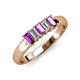 3 - Melina 1.41 ctw Emerald Shape Amethyst and Lab Grown Diamonds (5x3 mm) Five Stone Wedding Band 