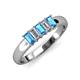 3 - Melina 1.71 ctw Emerald Shape Blue Topaz and Lab Grown Diamonds (5x3 mm) Five Stone Wedding Band 