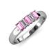 3 - Melina 1.50 ctw Emerald Shape Pink Sapphire and Lab Grown Diamonds (5x3 mm) Five Stone Wedding Band 