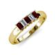 3 - Melina 1.80 ctw Emerald Shape Red Garnet and Lab Grown Diamonds (5x3 mm) Five Stone Wedding Band 