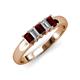 3 - Melina 1.80 ctw Emerald Shape Red Garnet and Lab Grown Diamonds (5x3 mm) Five Stone Wedding Band 