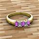 5 - Melina 1.41 ctw Emerald Shape Amethyst and Lab Grown Diamonds (5x3 mm) Five Stone Wedding Band 