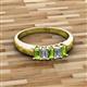 5 - Melina 1.65 ctw Emerald Shape Peridot and Lab Grown Diamonds (5x3 mm) Five Stone Wedding Band 