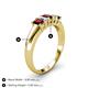 4 - Melina 1.80 ctw Emerald Shape Red Garnet and Lab Grown Diamonds (5x3 mm) Five Stone Wedding Band 