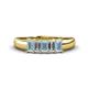 1 - Melina 1.45 ctw Emerald Shape Aquamarine and Natural Diamonds (5x3 mm) Five Stone Wedding Band 