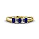 1 - Melina 1.60 ctw Emerald Shape Blue Sapphire and Natural Diamonds (5x3 mm) Five Stone Wedding Band 