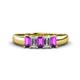 1 - Melina 1.51 ctw Emerald Shape Amethyst and Natural Diamonds (5x3 mm) Five Stone Wedding Band 