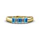 1 - Melina 1.81 ctw Emerald Shape Blue Topaz and Natural Diamonds (5x3 mm) Five Stone Wedding Band 