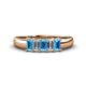 1 - Melina 1.81 ctw Emerald Shape Blue Topaz and Natural Diamonds (5x3 mm) Five Stone Wedding Band 