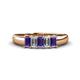 1 - Melina 1.45 ctw Emerald Shape Iolite and Natural Diamonds (5x3 mm) Five Stone Wedding Band 