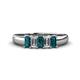 1 - Melina 1.81 ctw Emerald Shape London Blue Topaz and Natural Diamonds (5x3 mm) Five Stone Wedding Band 