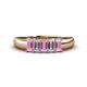 1 - Melina 1.60 ctw Emerald Shape Pink Sapphire and Natural Diamonds (5x3 mm) Five Stone Wedding Band 