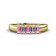 1 - Melina 1.60 ctw Emerald Shape Pink Sapphire and Natural Diamonds (5x3 mm) Five Stone Wedding Band 