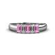 1 - Melina 1.60 ctw Emerald Shape Pink Sapphire and Natural Diamonds (5x3 mm) Five Stone Wedding Band 