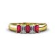 1 - Melina 1.60 ctw Emerald Shape Ruby and Natural Diamonds (5x3 mm) Five Stone Wedding Band 