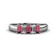 1 - Melina 1.90 ctw Emerald Shape Rhodolite Garnet and Natural Diamonds (5x3 mm) Five Stone Wedding Band 