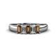 1 - Melina 1.75 ctw Emerald Shape Smoky Quartz and Natural Diamonds (5x3 mm) Five Stone Wedding Band 