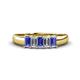 1 - Melina 1.51 ctw Emerald Shape Tanzanite and Natural Diamonds (5x3 mm) Five Stone Wedding Band 