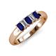 3 - Melina 1.60 ctw Emerald Shape Blue Sapphire and Natural Diamonds (5x3 mm) Five Stone Wedding Band 