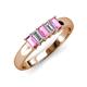 3 - Melina 1.60 ctw Emerald Shape Pink Sapphire and Natural Diamonds (5x3 mm) Five Stone Wedding Band 