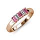 3 - Melina 1.75 ctw Emerald Shape Pink Tourmaline and Natural Diamonds (5x3 mm) Five Stone Wedding Band 