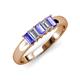 3 - Melina 1.51 ctw Emerald Shape Tanzanite and Natural Diamonds (5x3 mm) Five Stone Wedding Band 
