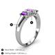4 - Melina 1.51 ctw Emerald Shape Amethyst and Natural Diamonds (5x3 mm) Five Stone Wedding Band 