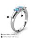 4 - Melina 1.81 ctw Emerald Shape Blue Topaz and Natural Diamonds (5x3 mm) Five Stone Wedding Band 