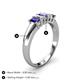 4 - Melina 1.45 ctw Emerald Shape Iolite and Natural Diamonds (5x3 mm) Five Stone Wedding Band 