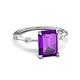5 - Nuria 2.11 ctw Emerald Shape Amethyst (9X7 mm) accented Natural Diamonds Engagement Ring 