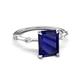 5 - Nuria 2.61 ctw Emerald Shape Created Blue Sapphire (9X7 mm) accented Natural Diamonds Engagement Ring 